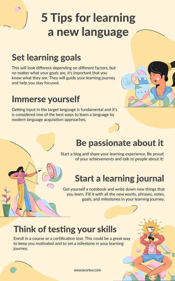 Infographic of tips for learning a new language